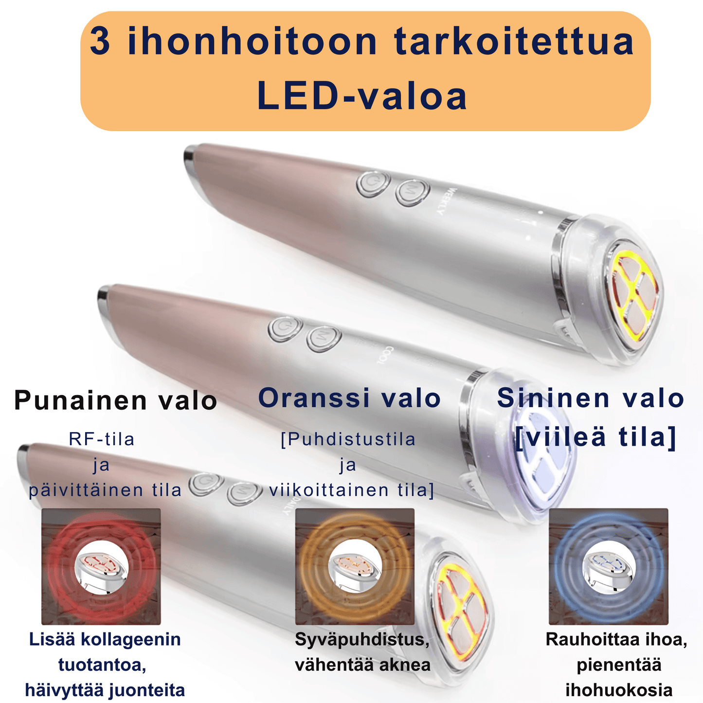 RF & EMS kiinteyttävä kauneuslaite LED-valoterapia - lämpö, kylmä & värähtely ihon hoitoon