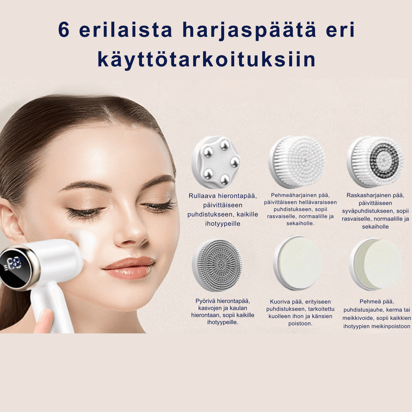 Ladattava 6 in 1 kasvopuhdistusharja