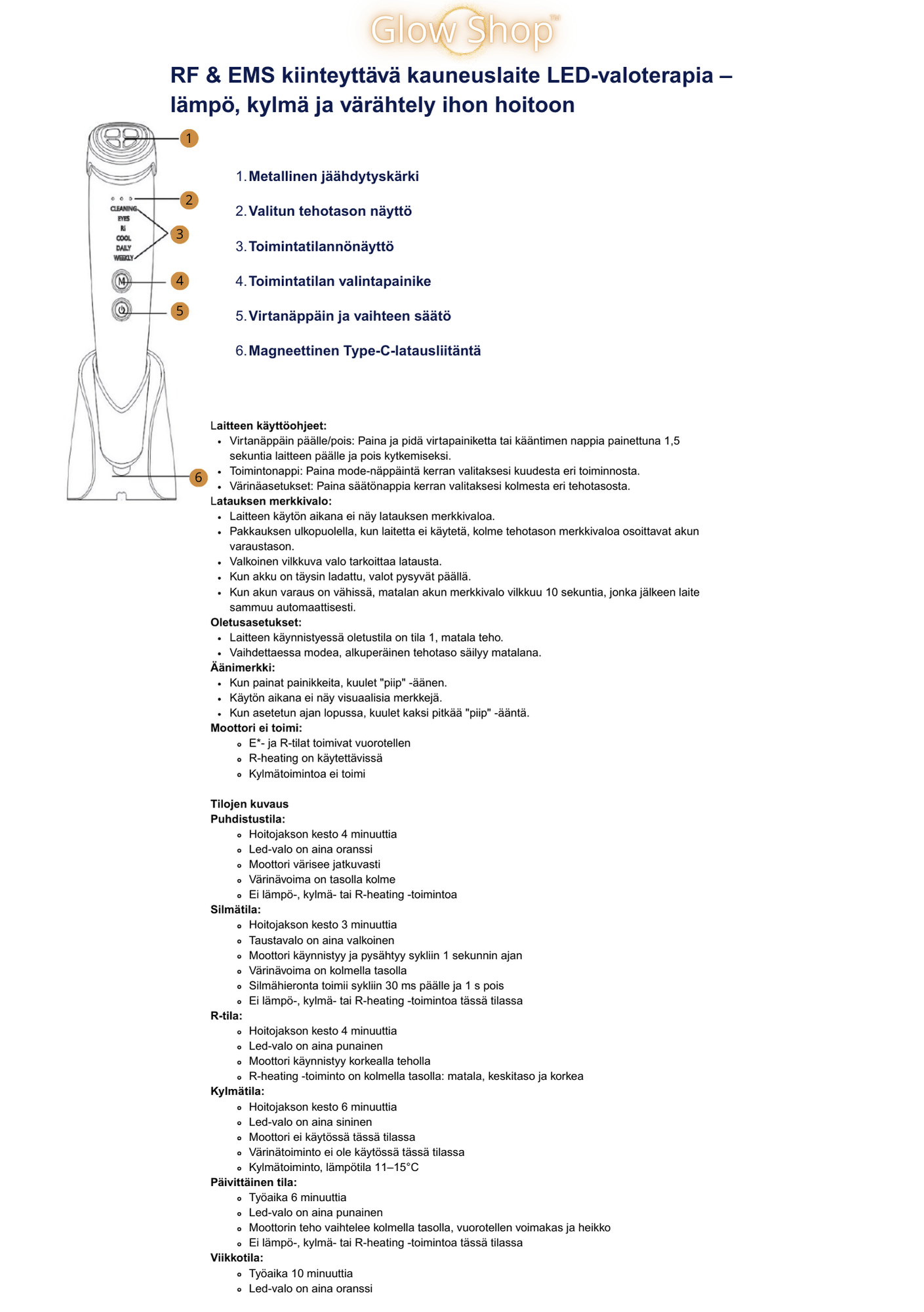 RF & EMS kiinteyttävä kauneuslaite LED-valoterapia - lämpö, kylmä & värähtely ihon hoitoon