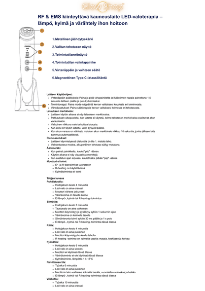 RF & EMS kiinteyttävä kauneuslaite LED-valoterapia - lämpö, kylmä & värähtely ihon hoitoon
