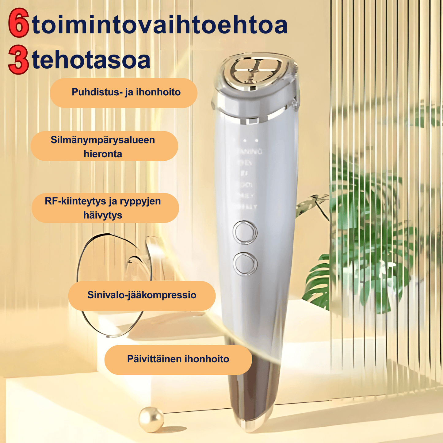 RF & EMS kiinteyttävä kauneuslaite LED-valoterapia - lämpö, kylmä & värähtely ihon hoitoon
