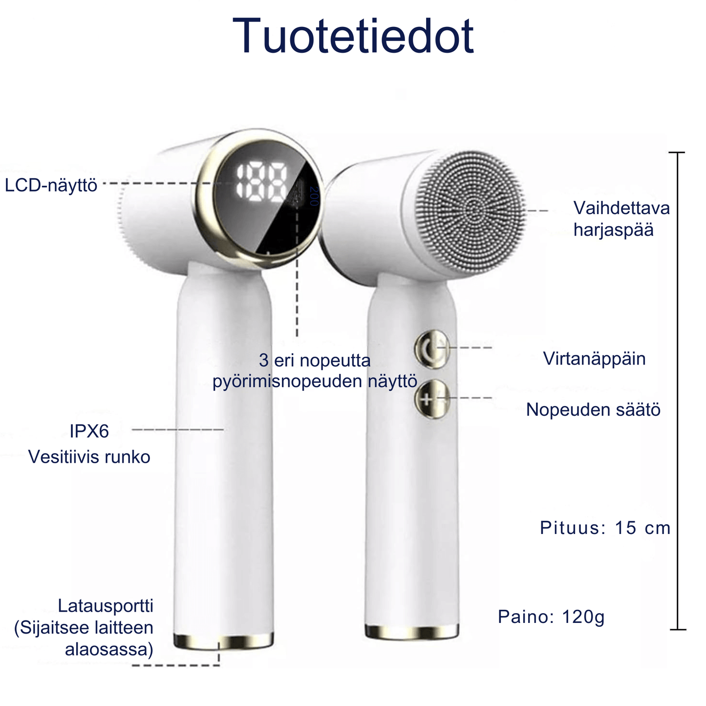 Ladattava 6 in 1 kasvopuhdistusharja